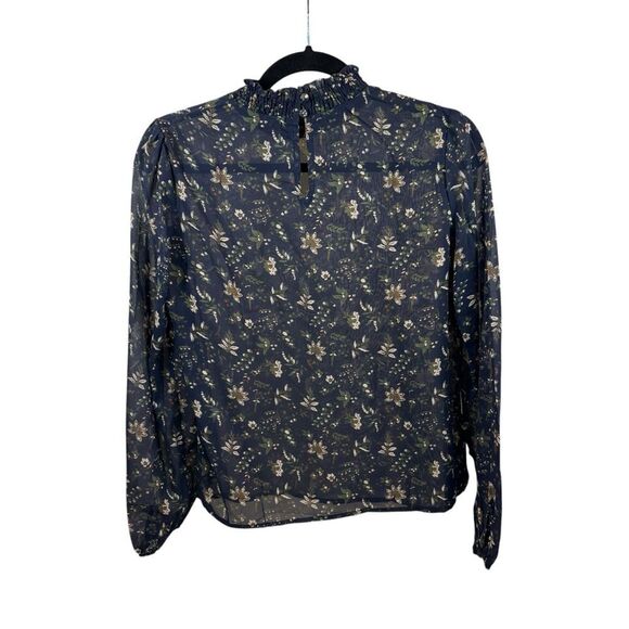 Brand new without Yahs Ladies‎ H&M Navy Blue and Floral Sheer Blouse Size Small - Picture 4 of 13